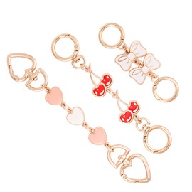 3pcs Bag Extender Chains, Cherry & Bow & Heart Shape Purse Strap Extenders Crossbody Shoulder Bag Extension Replacement for Women Wallet Handbags Purse Making Supplies Accessories