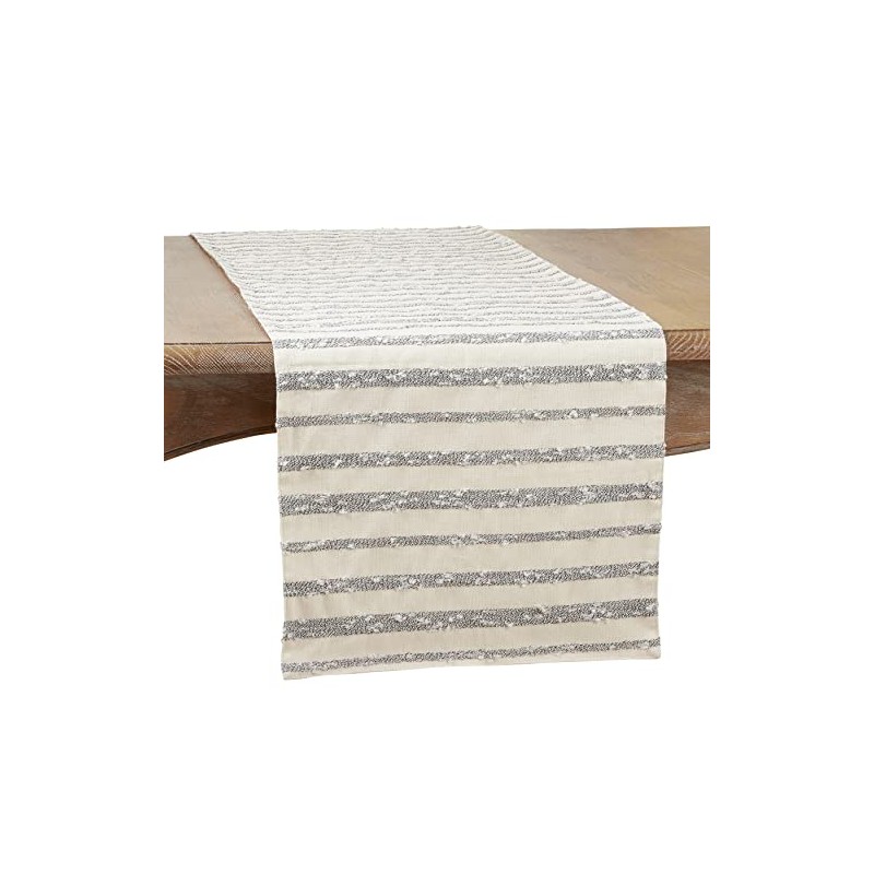 SARO LIFESTYLE Decima Collection Thin Striped Design Table Runner, 16"x72",