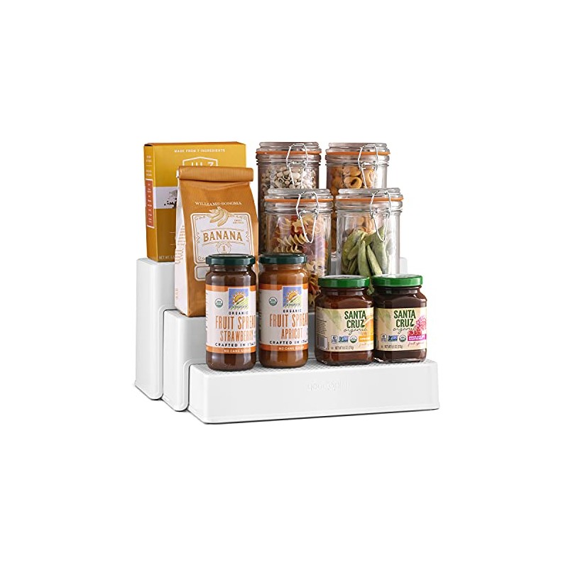 YouCopia ShelfSteps Cabinet & Pantry Organizer, 3-Tier, White