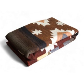 Alpaca Wool Blanket—Multicolor Western Style—Approx. 58" x 45"—Cozy, Plush, Reversible, Soft—Fair Trade—Andes Elegante—Great for Pets Too.