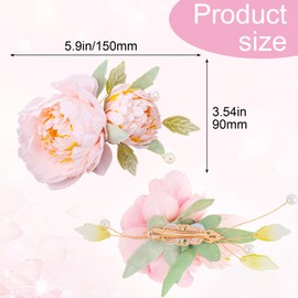HINZIC Flower Hair Clip for Women, Non-Slip Vintage Pearl Floral Hairpins, Silk Flower Hair Barrettes Buns Holder Accessories for Party Wedding Decor- Light Pink