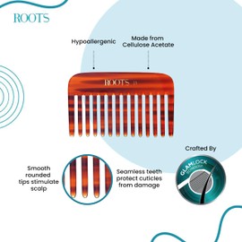 Roots Hair Combs with Wide Teeth for Wavy/Curly Thick Short Hair and Travel (Brown, 31)