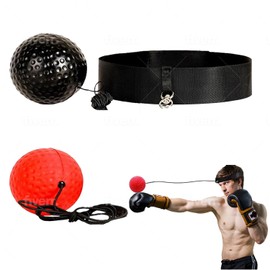 Hoplite Sports Boxing Reflex Ball - Excellent for Beginners and Experts Alike. Great Exercise for Hand Eye Coordination, Reflexes and Improve Speed (Black)