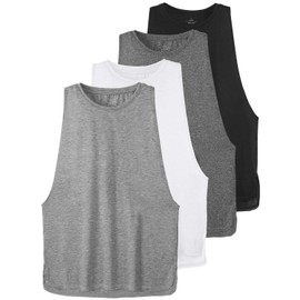 Cosy Pyro Workout Tank Tops for Women Lightweight Running Tanks Basic Gym Tops Sleeveless Athletic Yoga Shirts-4 Pack Black/Dark Gray/White/Light Gray S