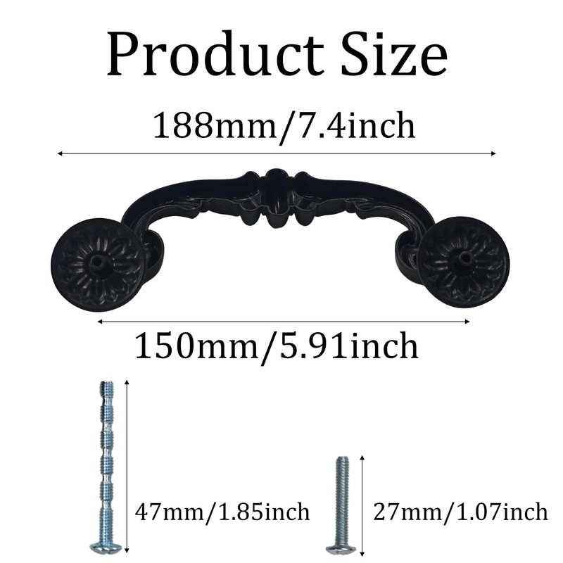 AUXBC 4PCS Drop Bail Cabinet Handles 6 Inch Hole Centers,
