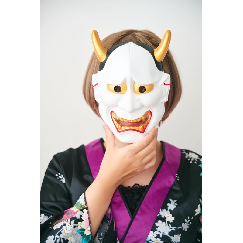 Clear Stone Japanese Mask, Hannya White, Unisex