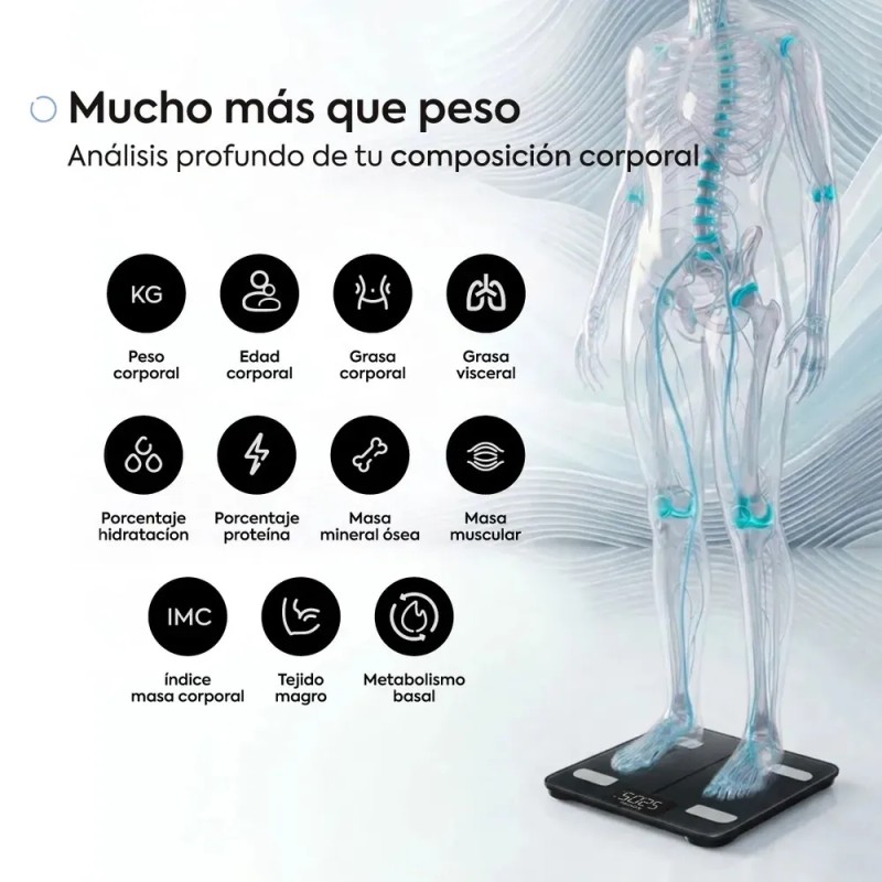Bascula Bioimpedancia Corporal Digital Personal Inteligente Bluetooth Femmto 180 Kg