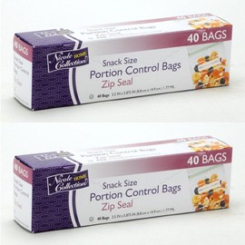 Nicole Home Collection Zip Seal Portion Control Bags – Snack Size – 2 Packs 80 Bags Total