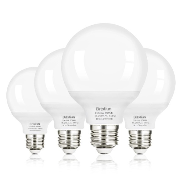 Brtstiun G25 LED Light Bulb, Round Vanity Light Bulbs for