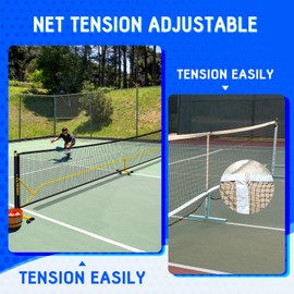 Pickleball Net with Court Marking Kit and Wheels, Portable 22 FT Regulation Size Pickle Ball Set for Outdoor Driveway Indoor, Nets System with Tension Adjuster, Court Lines and 8 Sandbags