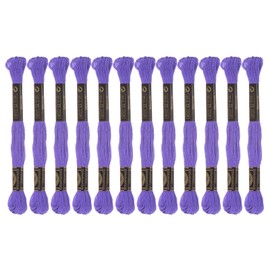 sourcing map 12 Strands 8 Metres Egyptian Cotton Long Fiber Embroidery Thread for Embroidery Projects Bracelets Purple