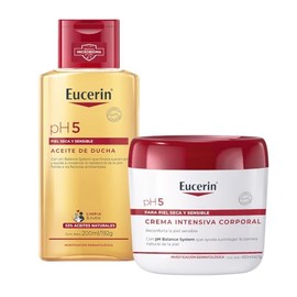 Kit Eucerin Crema Intensiva Ph5 Advanced Repair, 450 Ml  Ph5 Aceite de Ducha para Piel Sensible o Seca, 200 ml                                        