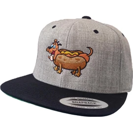 Gassi Hat: Hot Dog - Gift for Dog Owners - Dachshund Cap Men & Women - Dog Cap Flexfit Snapback, Heather Grey-Black