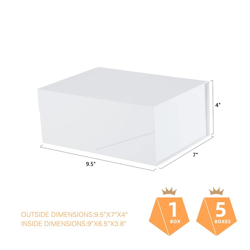 PACKQUEEN Gift Boxes 9x6.5x3.8 Inches, White Gift Box, Bridesmaid Groomsman