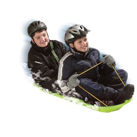 ESP 48" Day Glow Sno-Twin Toboggan – Two-Rider Sled – Tough Polyresin, Diamond-Polished Bottom – Neon Lime 1140