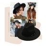 ericotry Wide Brim Fedora Hat Classic Black Belt Buckle Felt