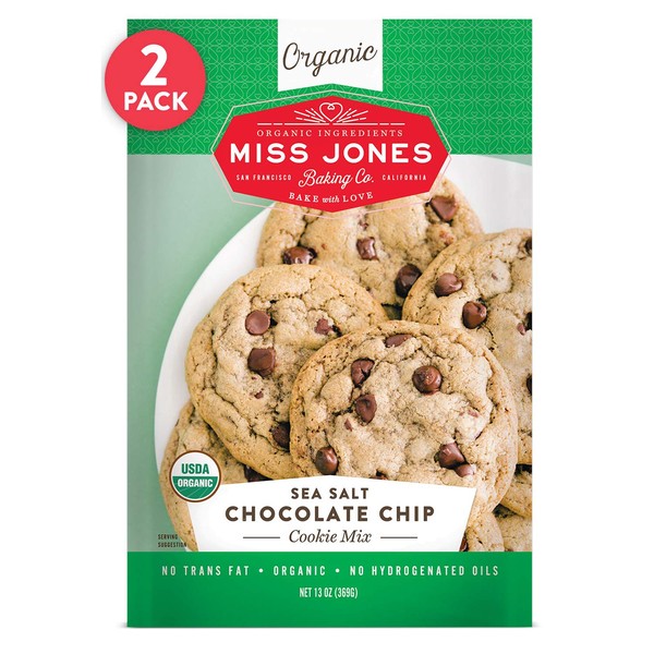 Miss Jones Baking Organic Cookie Mix, Non-GMO, Vegan-Friendly, Packed with Morsels: Sea Salt Chocolate Chip (Pack of 2)