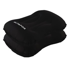 SUTAFOR Inflatable Pillow, Pack of 2, Ultralight Camping Pillow, 73 g, Travel Pillow, Inflatable Soft Beach Cushion, Air Cushion for Outdoor, Hiking, 41 x 28 cm, Black