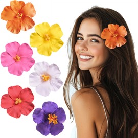 Colourful Hair Clips Women, Hawaiian Flowers Hair Clip Girls, Frangipani Hair Clips Kids Flowers Hair Accessories for Women Party Hair Styling Hair Pins Wedding 6 Pieces White Red Yellow Pink Orange