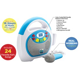 eKids KIDdesigns Mother Goose Club Bluetooth Sing Along Portable MP3 Player Real Mic 24 Songs Storesup to 16 Hours of Music 1 GB Built in Memory USB Port