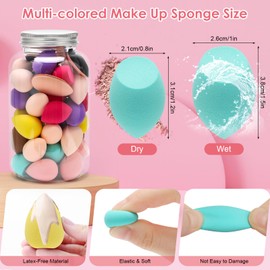 40+10 Multi-color Series Makeup Sponge Set,40PCS Foundation Sponge&10PCS Mini Finger Powder Colored Puff Makeup Sponge Blenders Beauty Sponge for Liquid and Cream Foundation