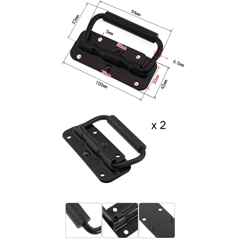 Pack of 2 Spring-Loaded Box Handles, 100 mm Folding Handles,