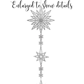 BANBERRY DESIGNS Silver Snowflake Garland - Glittery Silver Big Snowflakes and Starburst Christmas Decoration - 6-FT Long