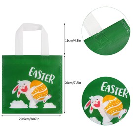 DERAYEE 24Pcs Easter Tote Gift Bags, Easter Non-Woven Candy Bags Treat Goody Bags with Handles for Easter Egg Hunt, Easter Party Favor Supplies