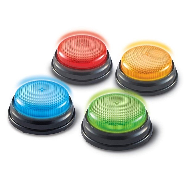 Learning Resources Lights and Sounds Buzzers, Game Show and Classroom Buzzers, Family Game Night, Game Show Buzzers, Classroom Accessories, Set of 4, Ages 3+