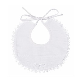 Filet - Elegant and fine bib, made entirely of cotton with Aida linen embroidery, ideal for babies and toddlers, 100% made in Italy, colour: white
