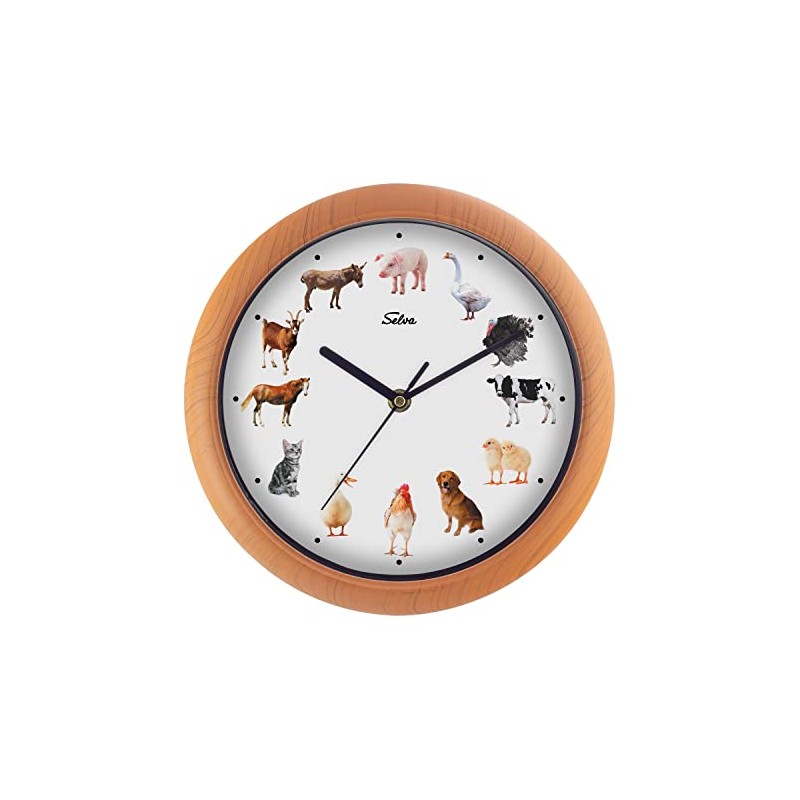 SELVA Animal Clock Wall Clock with Animal Sounds at Every