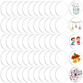 60 Pieces Transparent Acrylic Circle Discs Thick Round Acrylic Sheets Blanks Clear Round Ornaments for DIY Projects and Crafts(2 Inch)