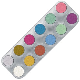 Grimas Professional Make-Up Palette Water Make-Up Pearl 12, Shiny Colours 12 x 2.5 ml, High-Quality Shine Children's Make-Up / Carnival Make-Up Water-Based