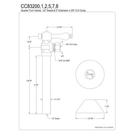Kingston Brass CC83205 Vintage 1/2-Inch Sweat 3/8-Inch OD Compression with 5-Inch Extension, 5-1/2-Inch, Oil Rubbed Bronze