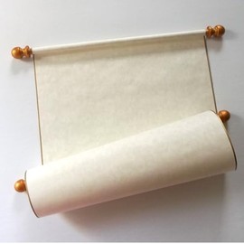 Extra wide blank parchment scroll, gold accents, 11x19" paper
