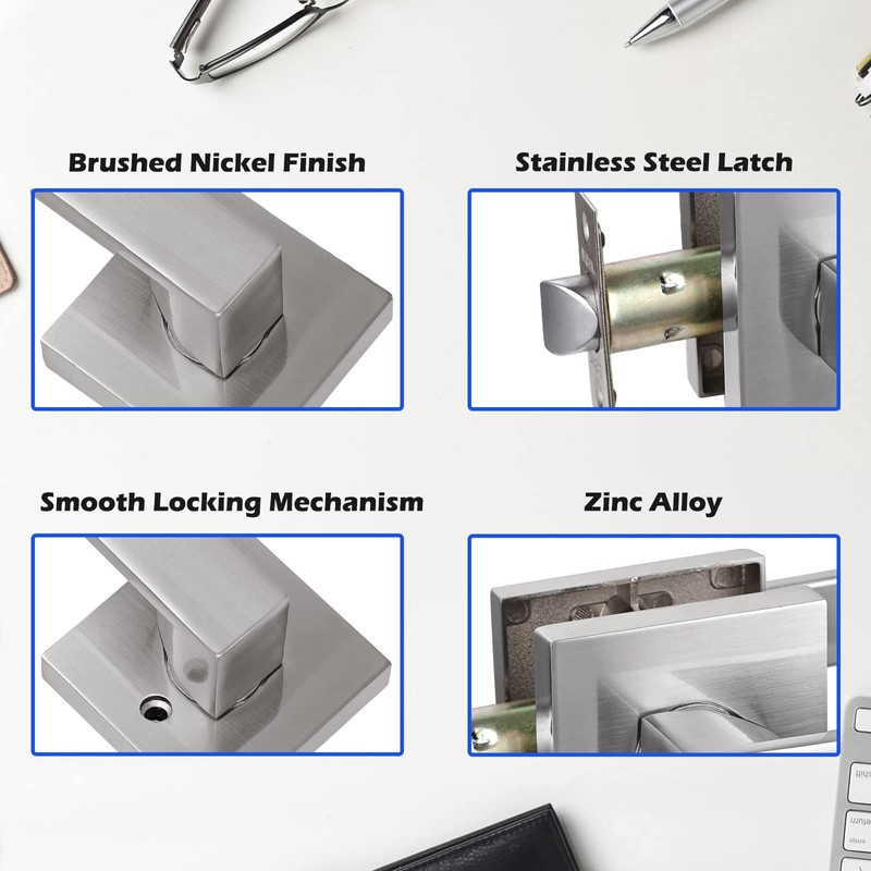 NEWBANG Hall/Closet Lever Handle Lock Satin Nickel Finish-Heavy Duty Door