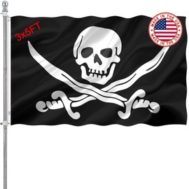 ZEKVY Pirate Flag 3x5 Outdoor Made in USA - Double Sided Heavy Duty Vivid Color Jolly Roger Flag with 2 Brass Grommet