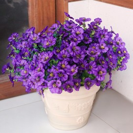 Artificial Flowers for Outdoors, 12 Bundles UV Resistant Pansy, Purple