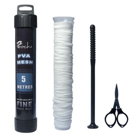 Croch PVA Mesh 5M Carp Fishing Wide Fishing Accessories Kit Include Funnel Plunger & Scissors Fast Melt PVA Mesh Bags Refill for Boilie Feeding Bait (44mm x 5m)