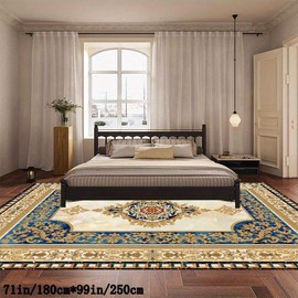 MUST-HAVE Crystal Velvet European Retro High-end Pattern Carpet, Entry Door Floor Mat, Sofa Tea Table Carpet, Outdoor Carpet, Thickened Non-slip Wash-free, Easy To Treat, For Flower Shop Clothing Store Hotel For Hotel - Color: default, Size: 79in/200cm*1