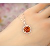 Round Sunstone Necklace Tangerine Orange Sapphire Pendant High Quality Lab