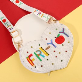 NVENF Pencil Purse for Women Beaded Teacher Purse Crossbody Shoulder Bag Back To School Teacher Accessories Outfits Appreciation Gifts (Style G)