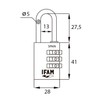IFAM Combination padlock, Col Combi, 30 mm length, 5 mm