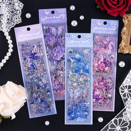 Glitzer-Aufkleber, ästhetische Schloss-Aufkleber für Scrapbooking, Tagebuch, Wasserflasche, Laptop, Handys, Scrapbooking, Zubehör, wasserdicht, PET-Journal-Aufkleber