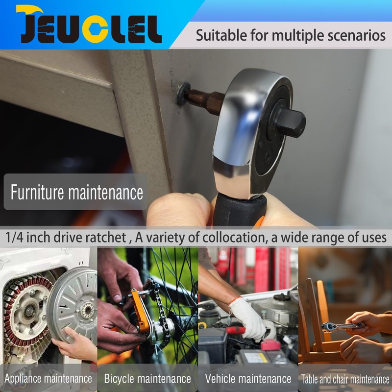 JEUCLEL 27PCS 1/4" Drive Mini Ratchet Set with Bits, Hex,