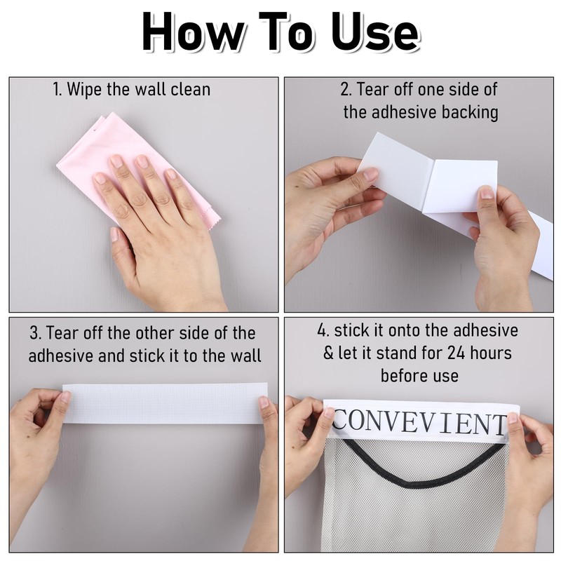 Lnngub 2 Pcs Sticky Wall Mount Mesh Plastic Bag Holder