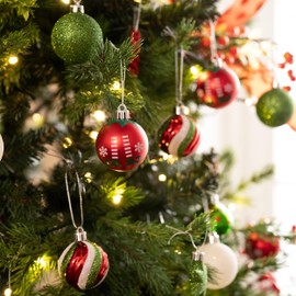 Valery Madelyn Christmas Ball Ornaments, 35ct Elf Red Green White Shatterproof Christmas Tree Decorations Set, 1.97 Inch Whimsical Decorative Hanging Ornament Bulk for Xmas Holiday Party Decor