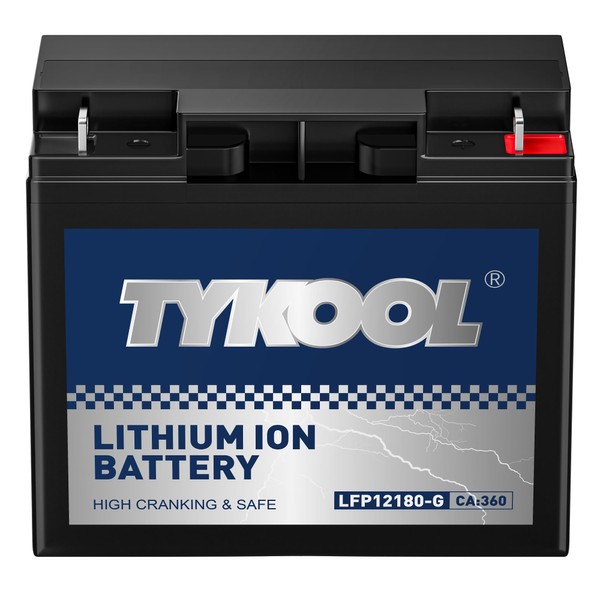 TYKOOL 12180-G LiFePO4 Powersports Battery, 360CCA,8Ah,Built in BMS,Compatible with generator