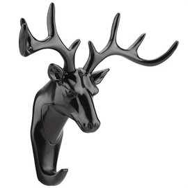 Exquisitely Crafted Deer Head Hanging Hook Self Adhesive Wall Door Hook Hanger for Bags, Keys, and More Rustic Wildlife-Inspired Decorative Holder with Easy Stick-On Design (Black) (1 Pcs)