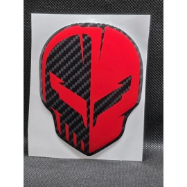 Corvette C8 Jake Skull Fender Badge 3D Domed Emblem Carbon Fiber Red